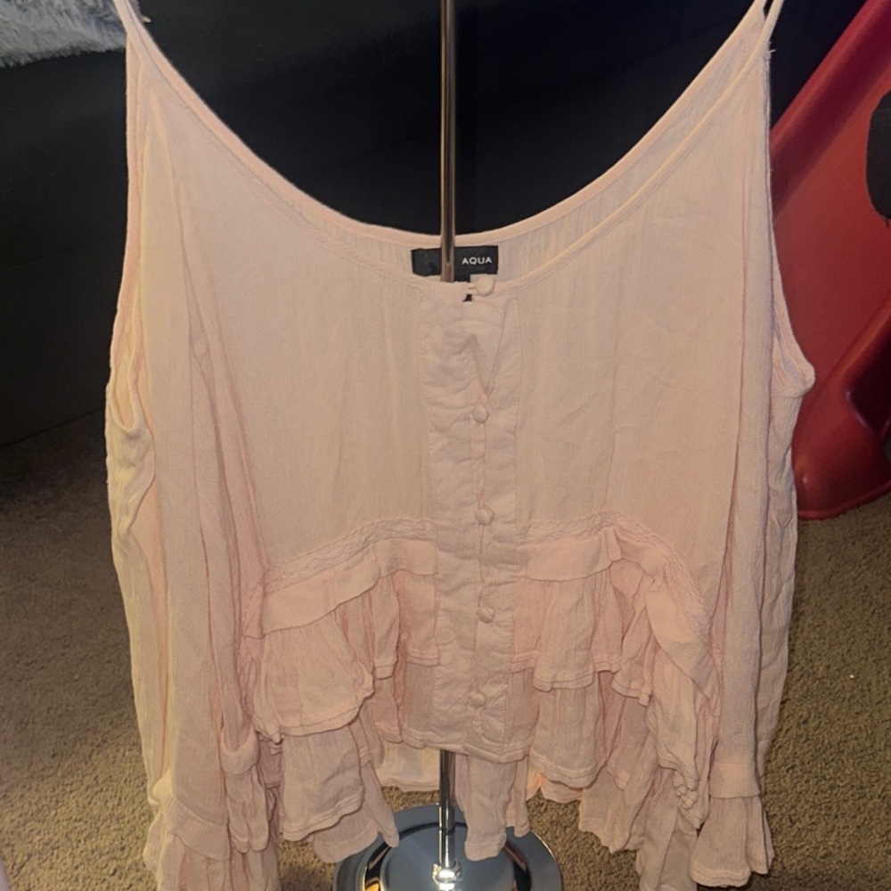 Aqua Women's Soft Pink Ruffle Camisole